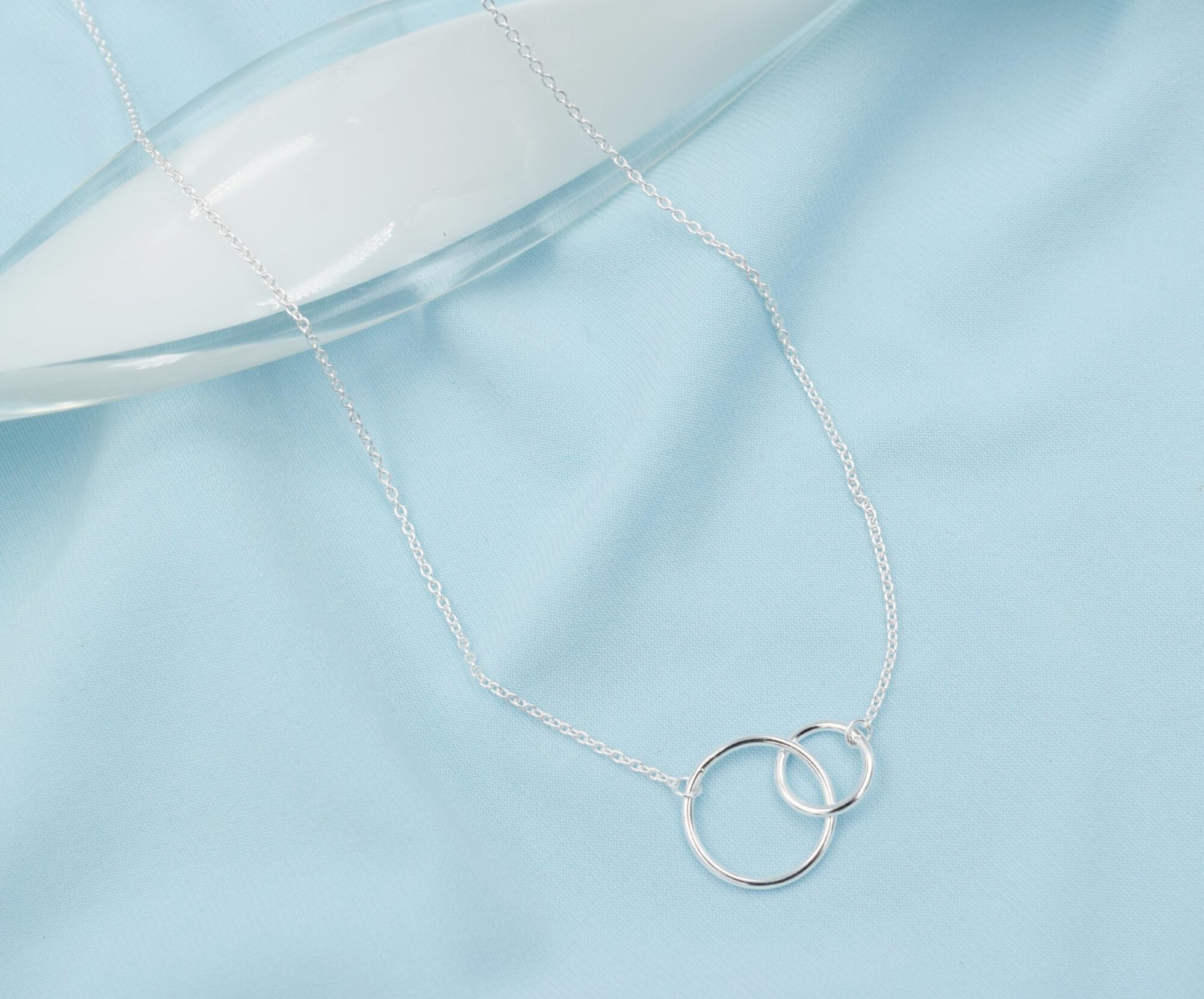 double circle necklace silver